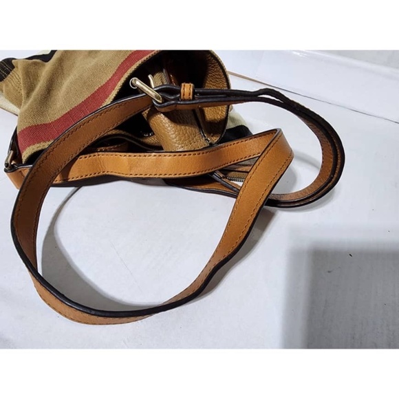 BURBERRY Canvas Mega Check Mini Ashby Hobo Saddle Bag Brown/Beige - Picture 13 of 14